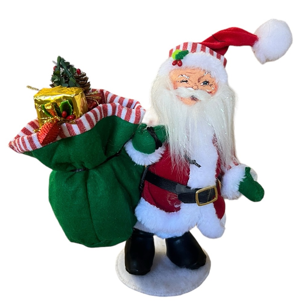 ANNALEE 2011 Winking Santa w Gift Sack 10" Christmas Holiday Shimmermint Festive